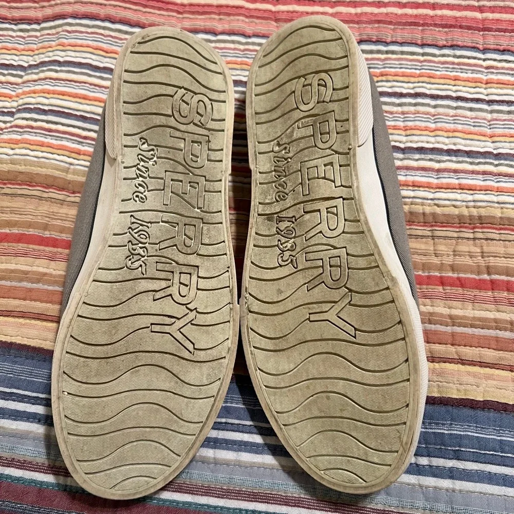 Sperry Top Sider Women's‎ Grey Canvas Memory Foam Boat Shoes Sneakers Size 8.5